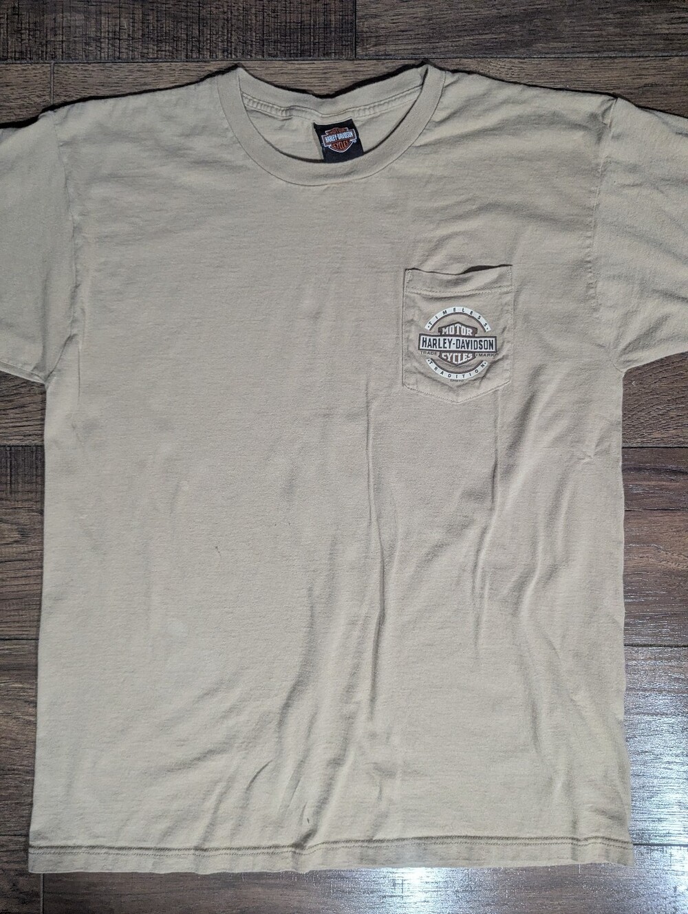 Harley Davidson Mens Tan Tshirt Irvine CA Trademark Motorcycle Bikercore XL NWOT
